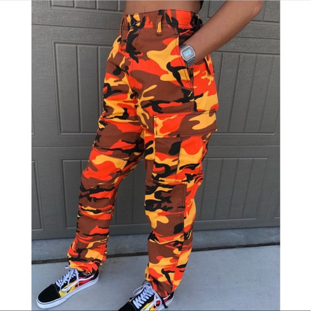 Army-style Orange Camo Pants🔥